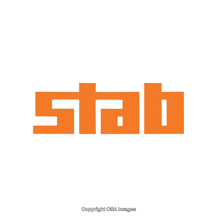 Bold Orange Stab Logo Text Design on White Background
