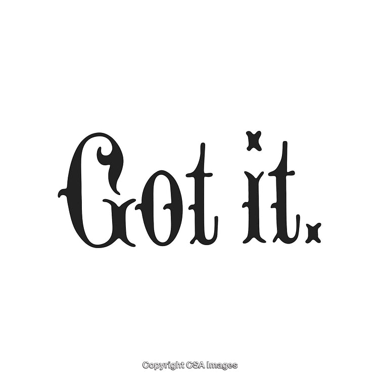 Stylized Typography of Got It Text in Black on White Background