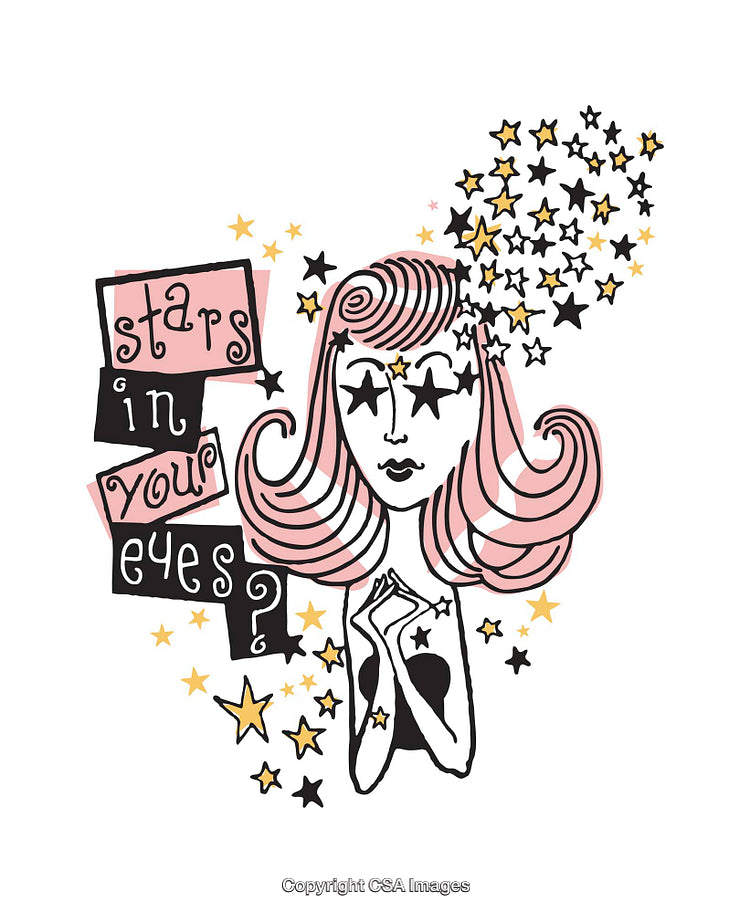 Stylized Illustration of Woman with Stars and Inspirational Text