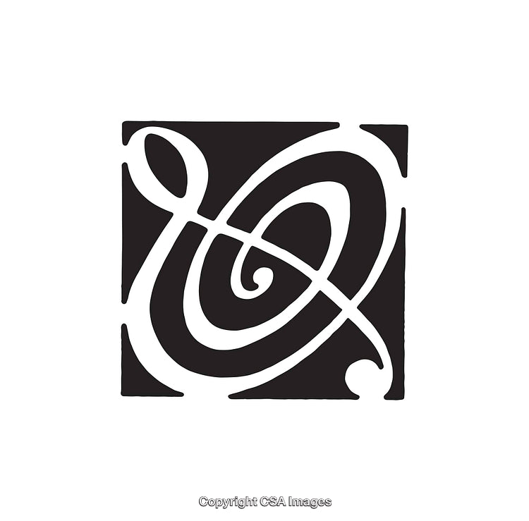 Stylized Black and White Line Art with Abstract Curves and Shapes