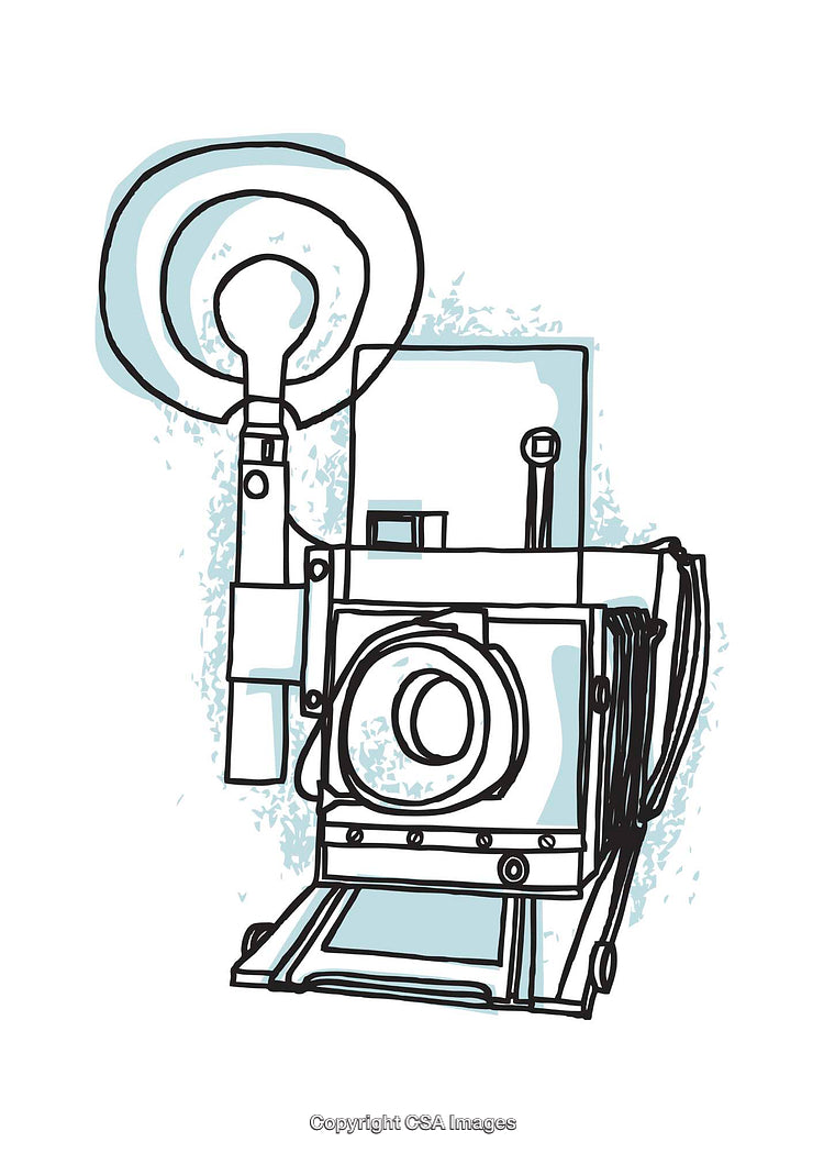 Illustration of a Vintage Camera with Artistic Hand-Drawn Details