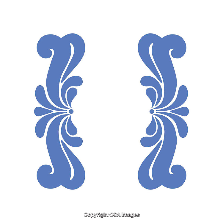 Ornamental Symmetrical Blue Patterns on a White Background
