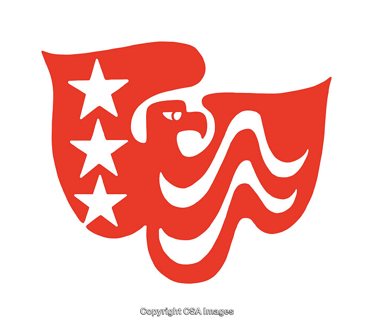 Bold Red Icon Featuring an American Eagle and Stars Symbol