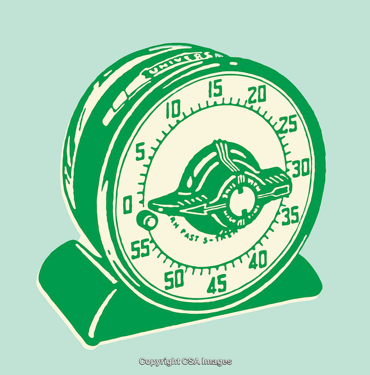 Vintage Green Timer Illustration with Simple Retro Design in Line Art Style