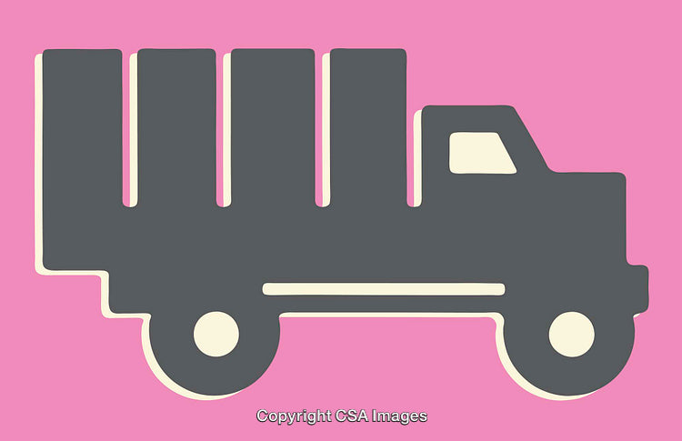 Stylized Gray Truck Illustration on a Bright Pink Background