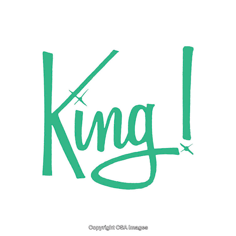 Green Handwritten Text Depicting the Word King on a Clean Background
