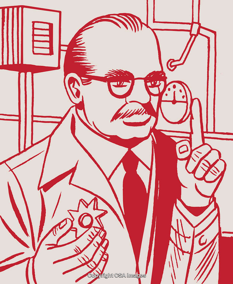 Illustration of a Scientist Showing an Innovative Tool in a Laboratory