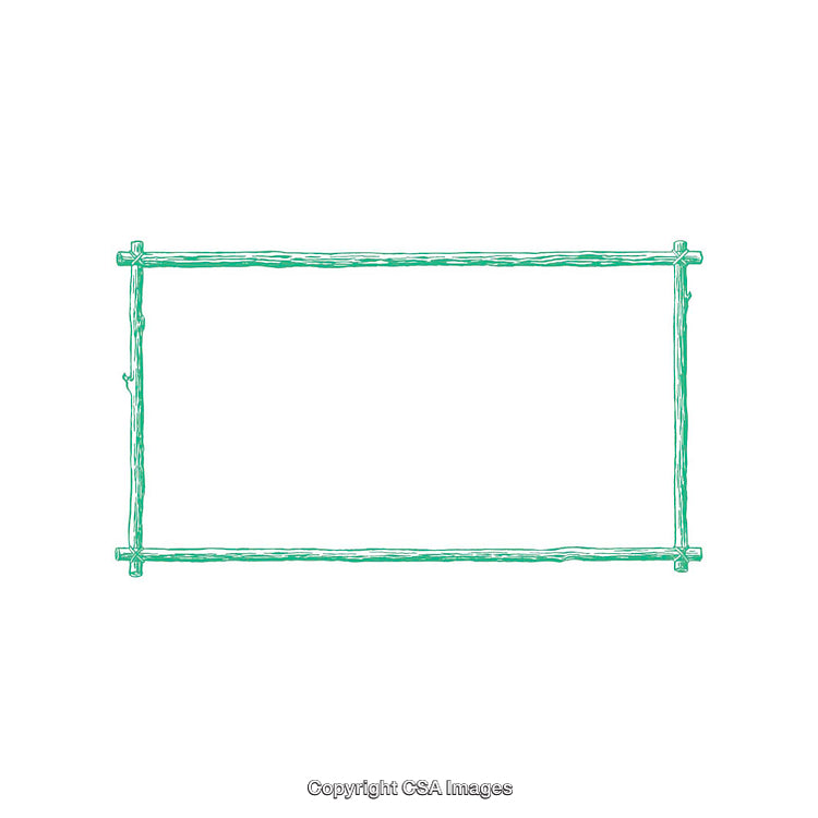 Rustic Green Hand-Drawn Frame Isolated on White Background
