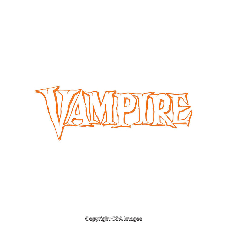 Vintage Orange Vampire Text Design on a Clean White Background