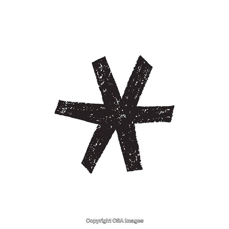 Hand-Drawn Black Grunge Asterisk Symbol on White Background