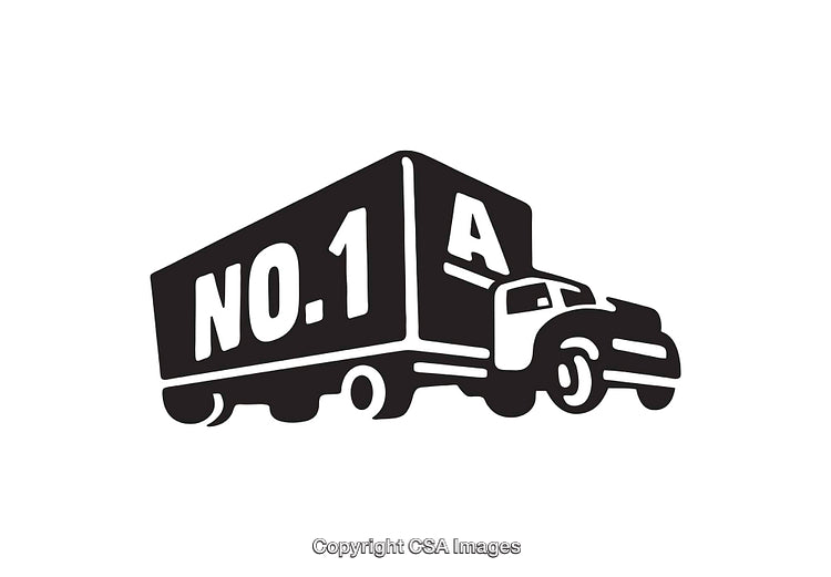 Black and White Illustration of a Truck with NO.1 Marking