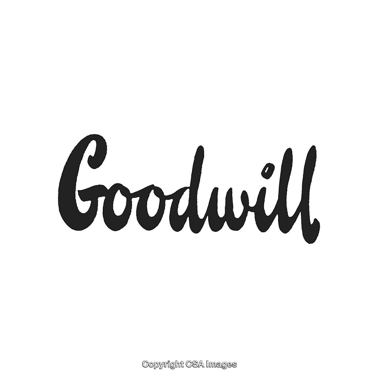 Black Handwritten Goodwill Text on a White Background for Branding Concepts
