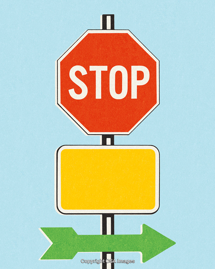Illustration of Stop Sign with Additional Plates in Minimalist Style
