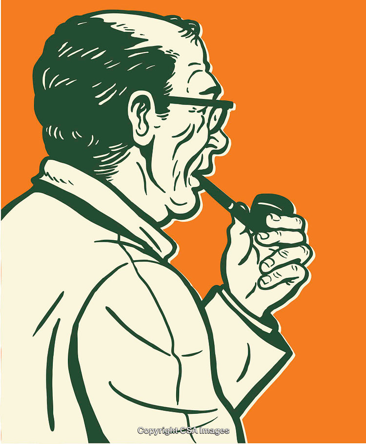 Vintage Styled Illustration of Man Smoking Pipe in Profile View