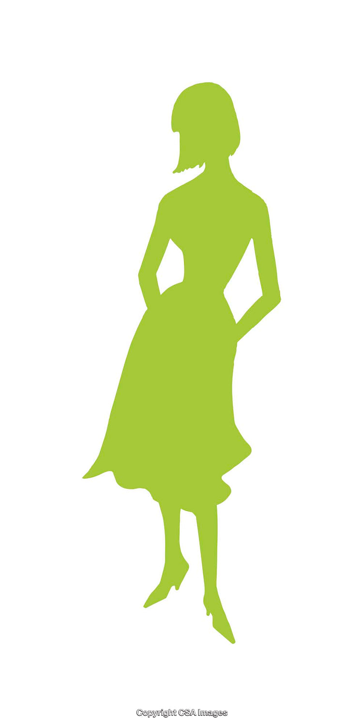 Simple Green Silhouette of a Woman in a Classic Pose