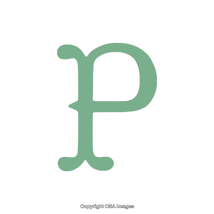 Green Letter 'P' on a White Background, Minimalist Style Design