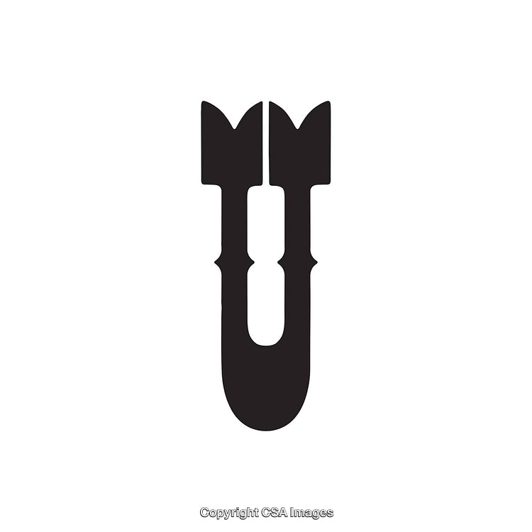 Creative Black Silhouette of the Letter U on White Background