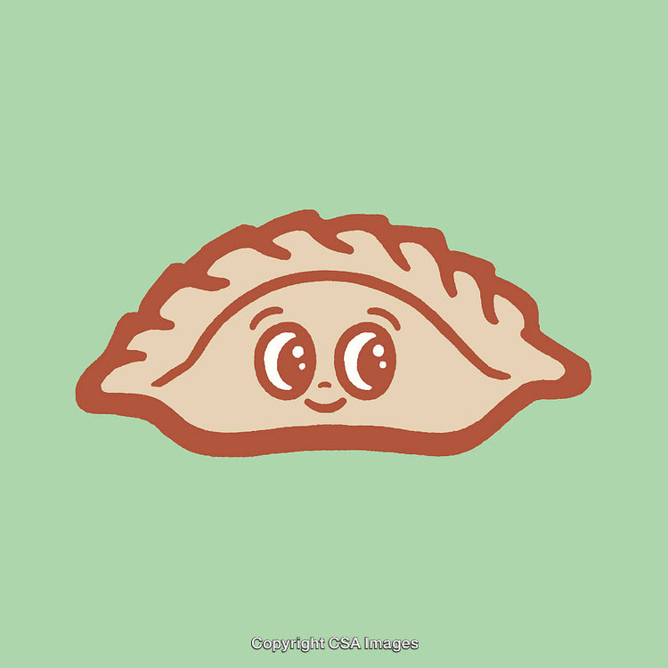 Cute Dumpling Cartoon Illustration on a Pastel Background