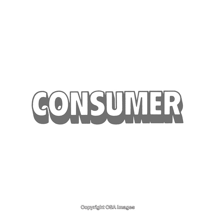 Bold Monochrome Text Display Featuring the Word Consumer in Grey