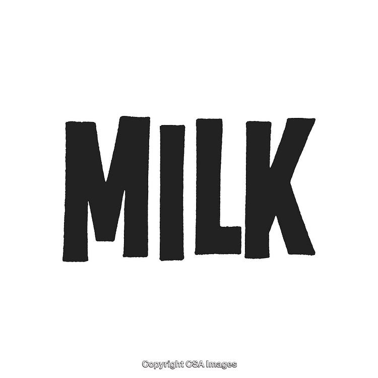 Black Handwritten Milk Text on White Background for Various Designs