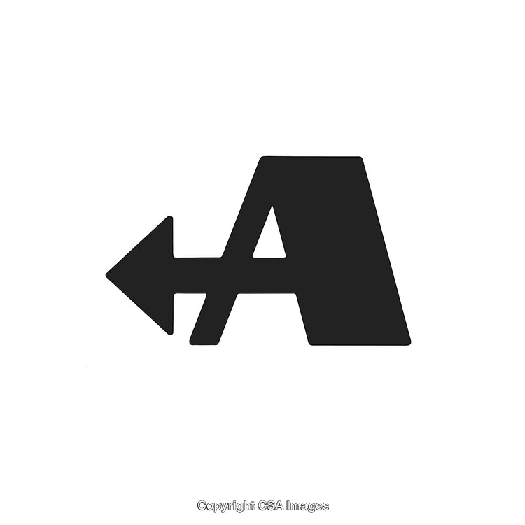 Arrow Design Integrated With Bold Capital Letter A on White Background