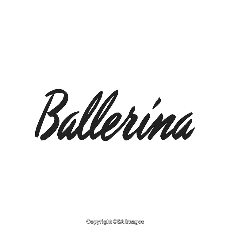 Elegant Handwritten Script Spelling Out the Word 'Ballerina' in Black Ink