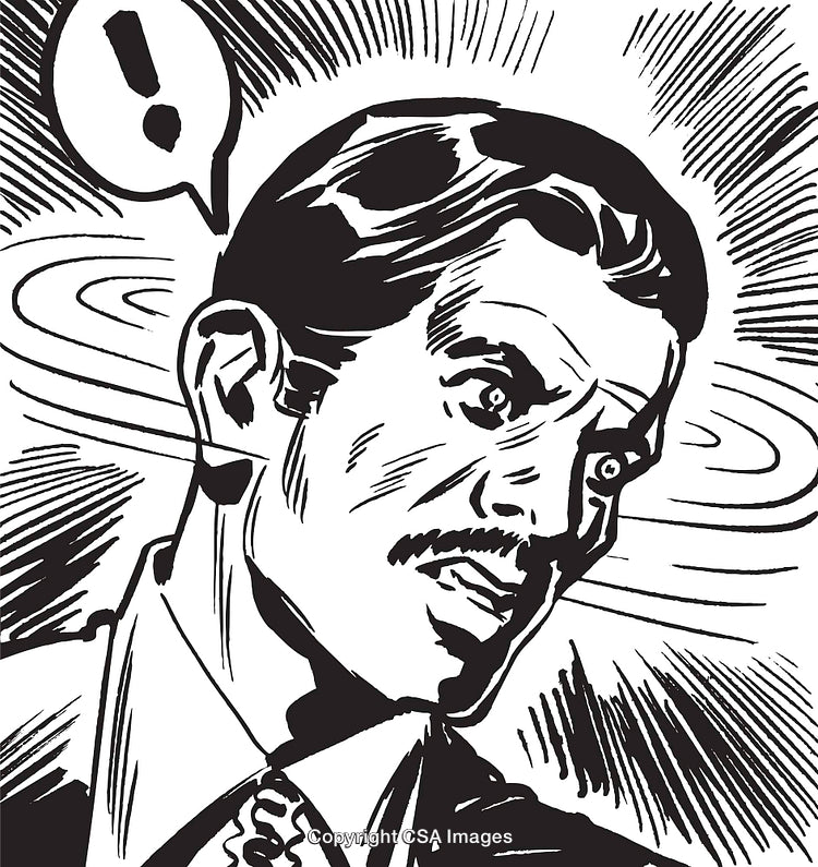 Surprised Comic Style Man with Speech Bubble Expressing Shock and Astonishment