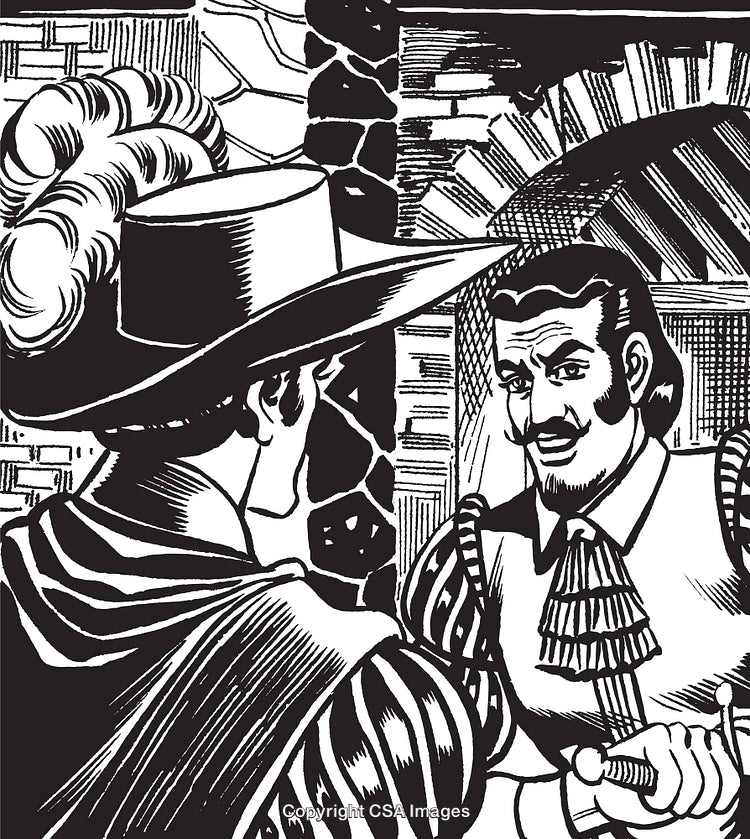 Classic Comic Artwork Depicting Soldiers Interacting in Historical Setting
