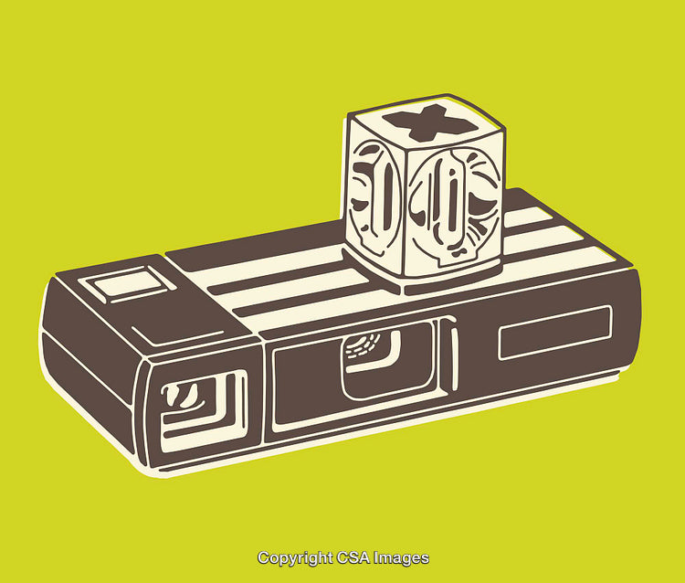 Vintage Camera Illustrated in Retro Style on Colorful Background
