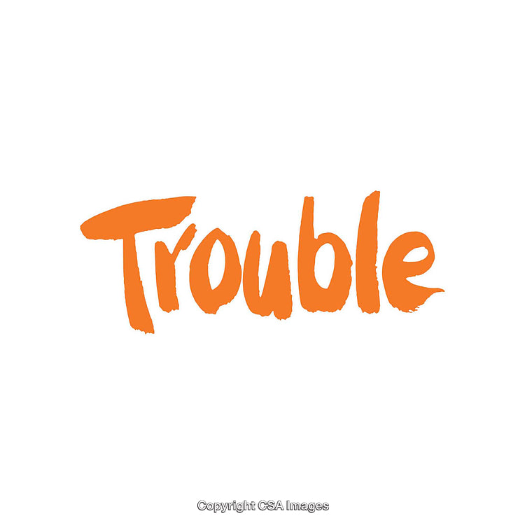 Orange Trouble Text Logo on White Background in Bold Handwritten Style