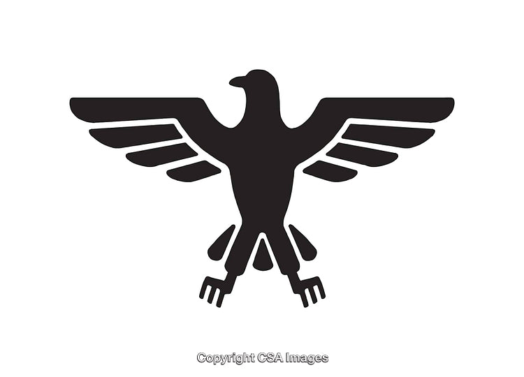 Black Silhouette of a Stylized Eagle Emblem with Spread Wings