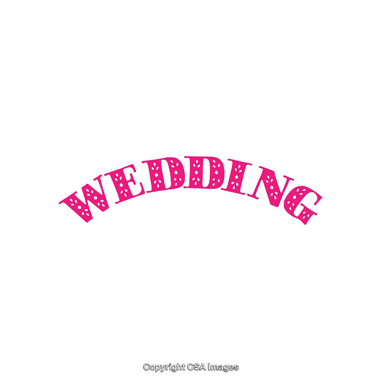 Pink Wedding Text in Decorative Style on White Background