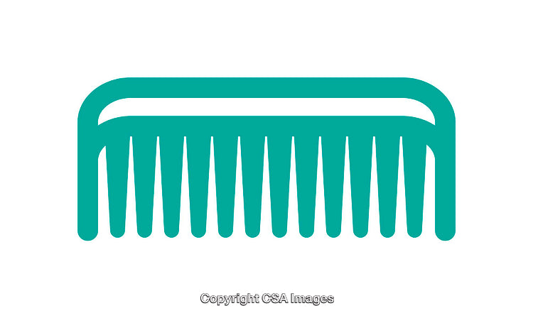 Simple Icon of a Comb in Teal on a White Background