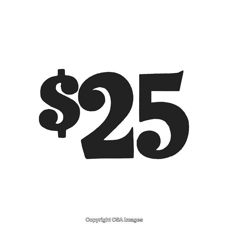 Bold Black $25 Text on a White Background