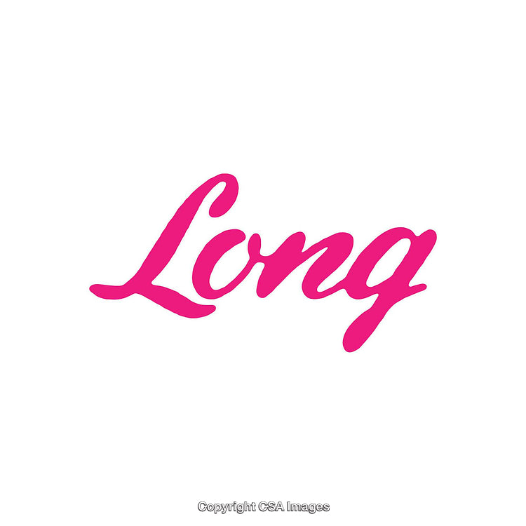 Bold Pink Script Font Highlighting the Word Long on White Background