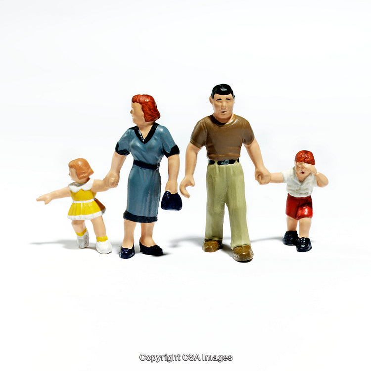 Plastic Figurine Family Depicting Happy Togetherness and Parenting Scene