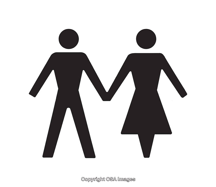 Simple Black and White Icon of Two Figures Holding Hands