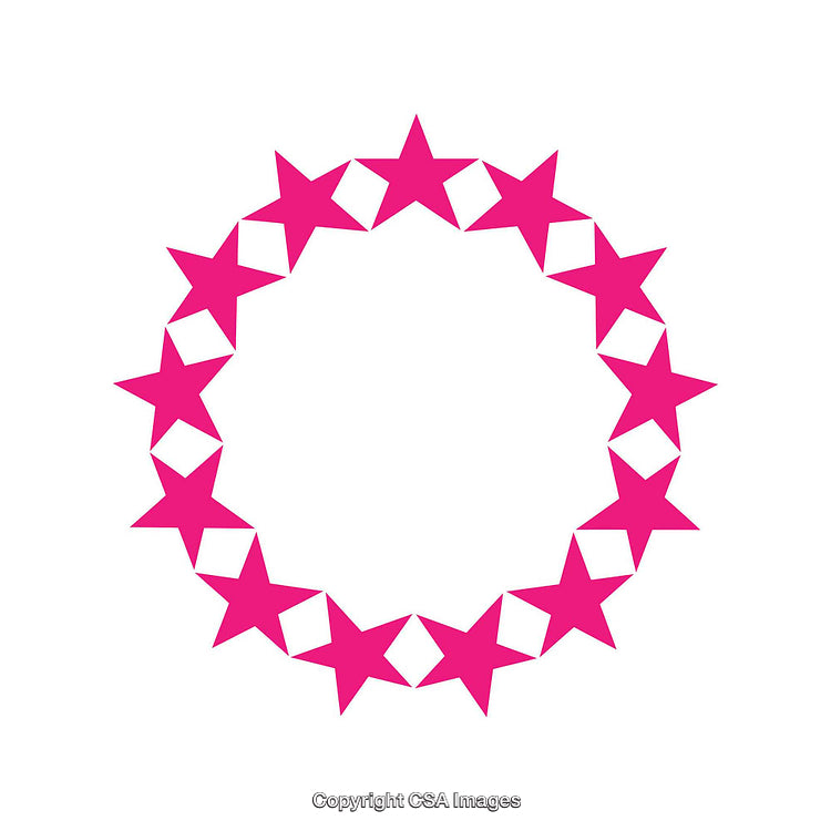 Pink Stars in a Circular Pattern on a White Background
