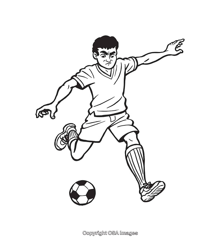 Illustration of a Soccer Player Kicking a Ball in Action Posture