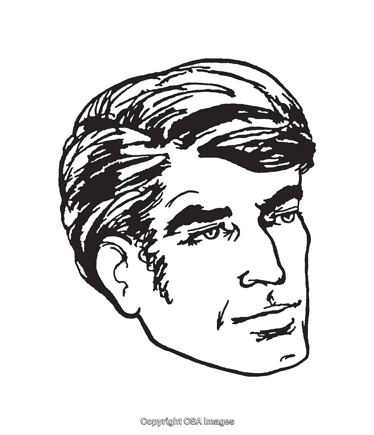 Black and White Hand-Drawn Line Art of a Male Portrait