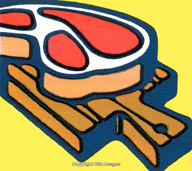 Abstract Pop Art of Meat and Bones on a Vibrant Background