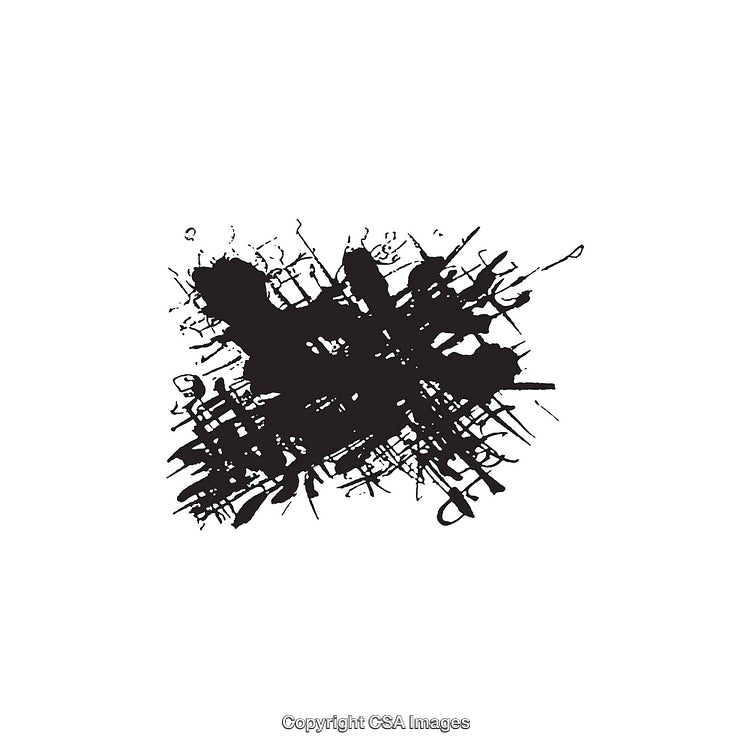Abstract Black Ink Splat With Random Detail on White Background