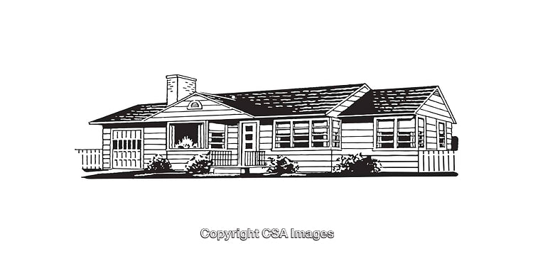 Black and White Line Art Illustration Of A Cozy Traditional House