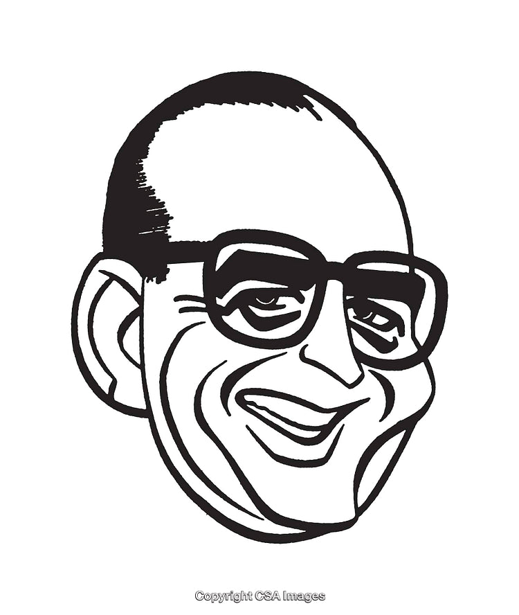 Black and White Line Drawing of a Cheerful Smiling Person