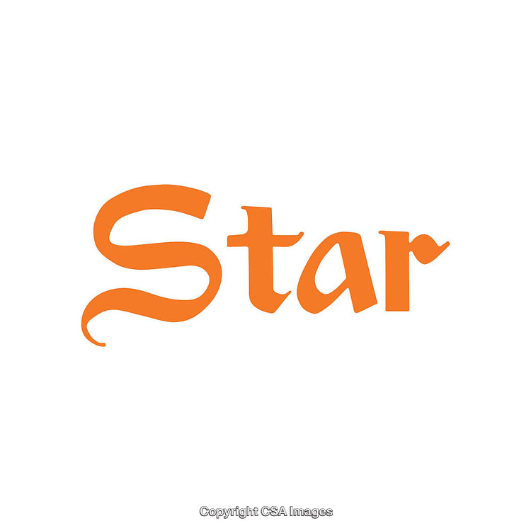 Stylish Text with Orange Star Font on a White Background