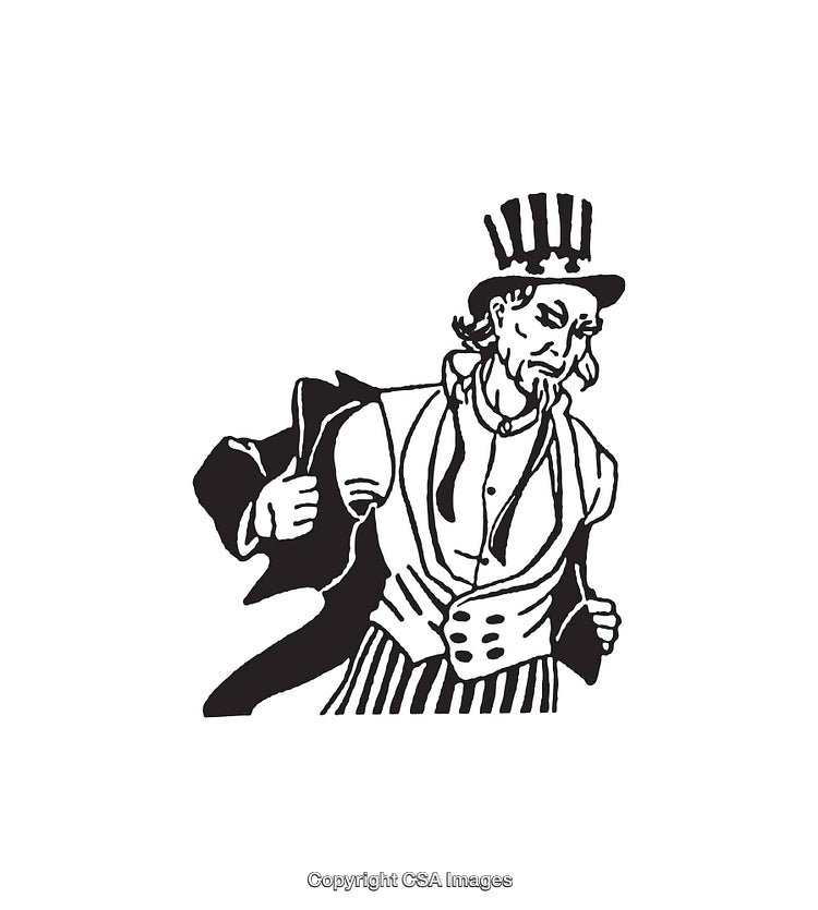 Vintage Line Art Illustration of a Figure in Traditional Attire