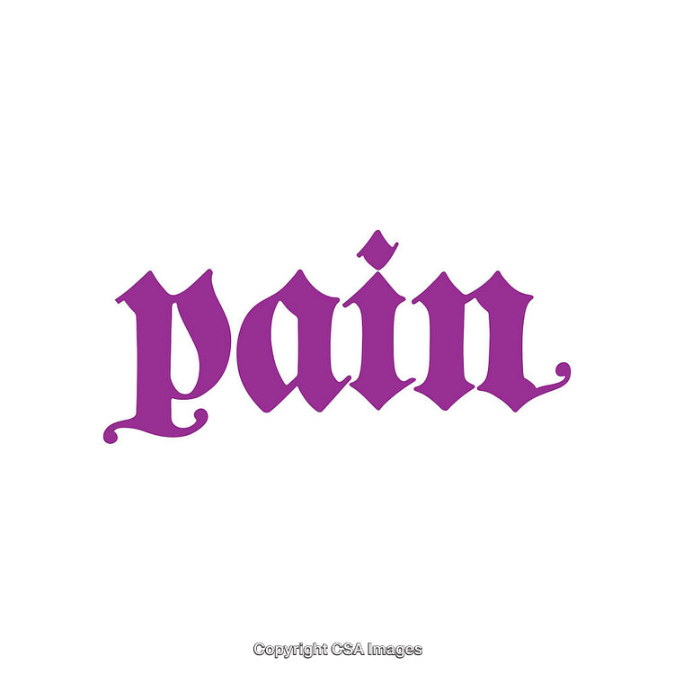 Gothic Typography Illustration of the Word Pain in Purple Text