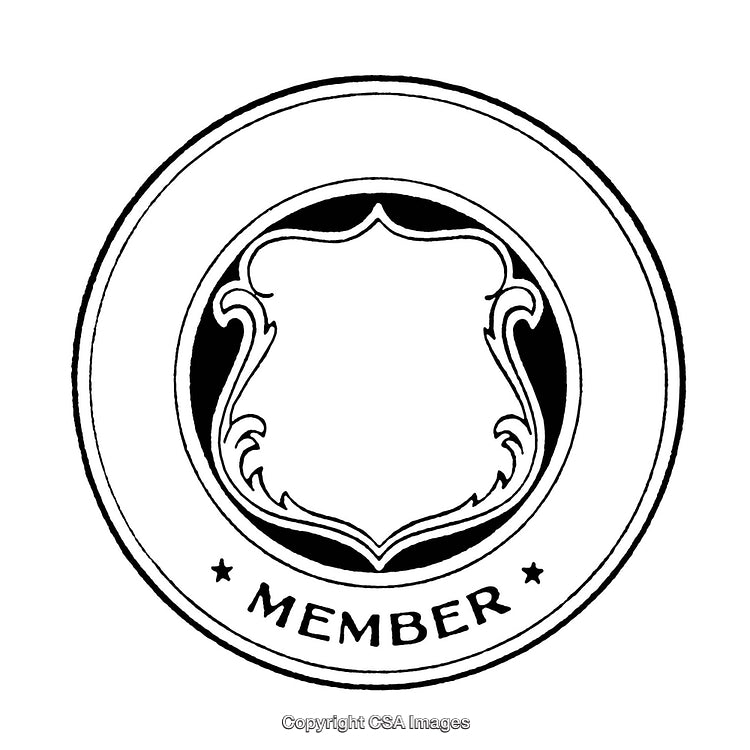 Black and White Member Badge Design with Ornamental Shield