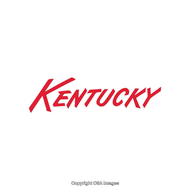 Bold Red Handwritten Kentucky Text on a Clean White Background