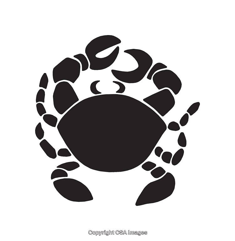 Black and White Line Art Illustration of a Crab Silhouette